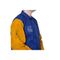 Veste Yellowjacket® bleu en coton ignifugé avec les manches en cuir croûte bovin jaune